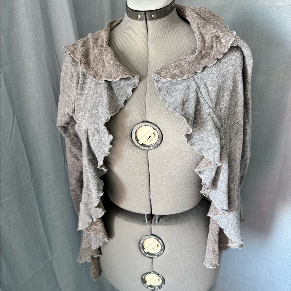 Women's Ruffled Gray Sweater